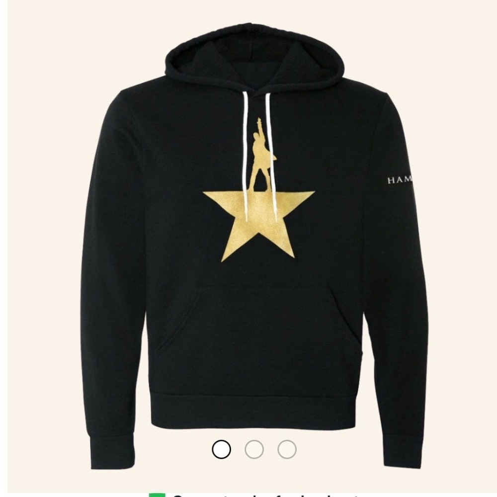 Hamilton The Musical Hoodie Black Gold Star Logo Pullover Large Broadway